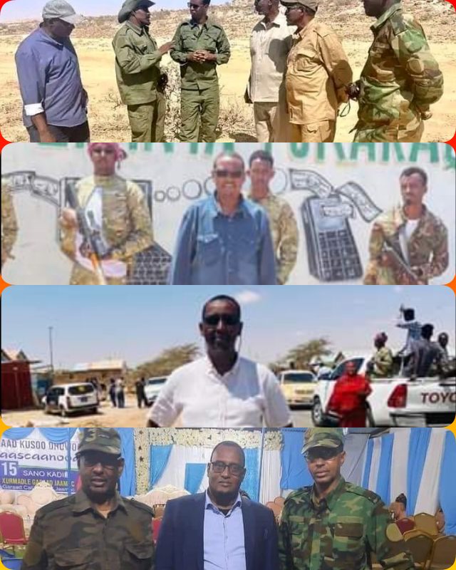 Recently deposed Somalia Police Commissioner, General Hijar, Federal MPs Abdi Warsame Qawdhan & Ali Yussuf Ali Hosh, and Puntland MP Ahmed Gass with Puntland army officers pose for pictures inside Somaliland territory